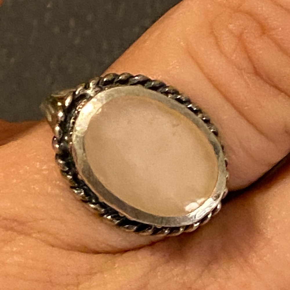 Vintage Native (stamped and signed) Huge Pink Coral ring 7.45